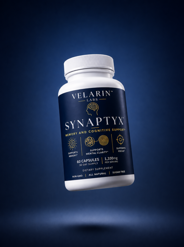 Velarin Labs SYNAPTYX memory and cognitive support supplement bottle